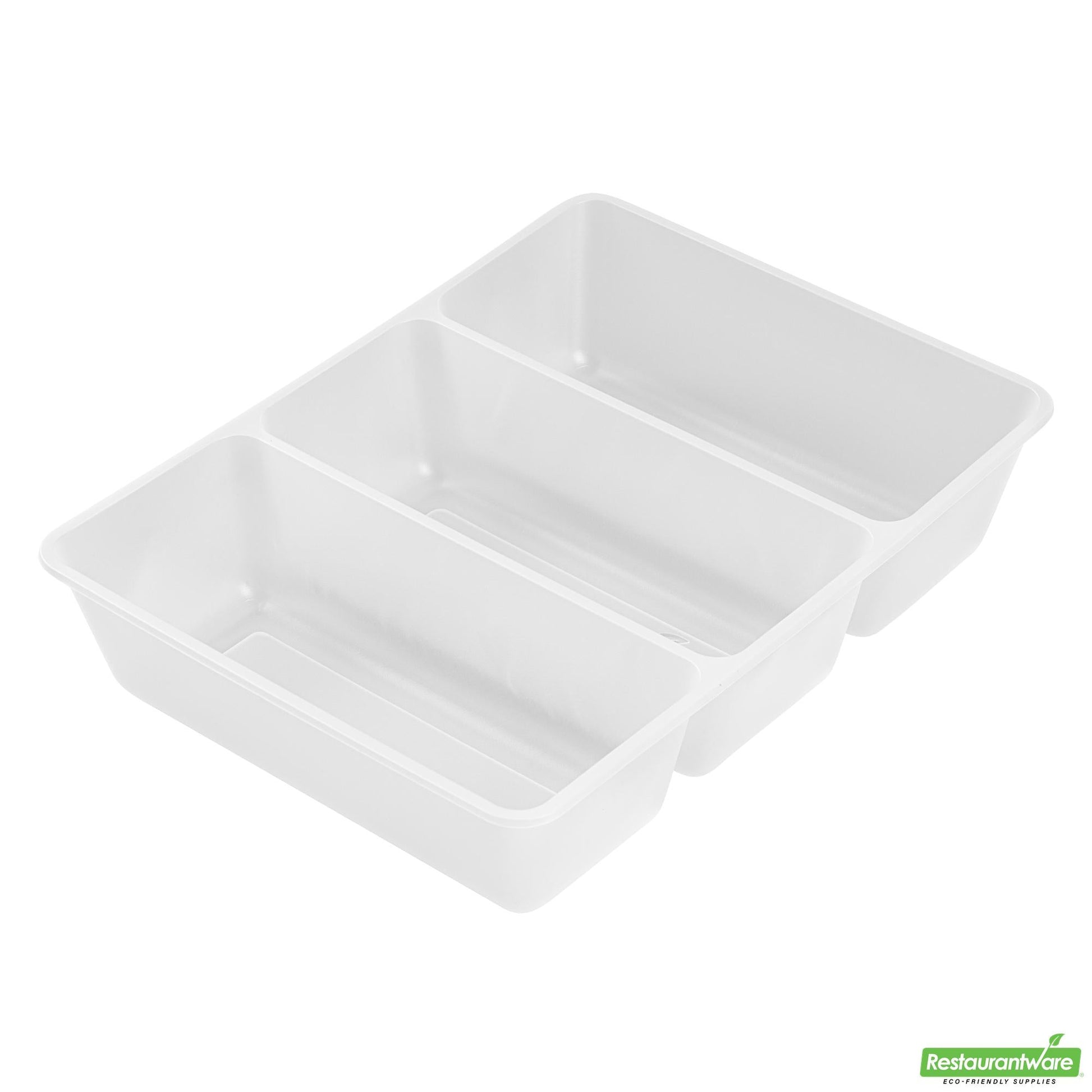 Wholesale Restaurantware 40 Oz White Plastic 3-Compartment Insert Tray - 8" X 6" X 1.8"- Bulk