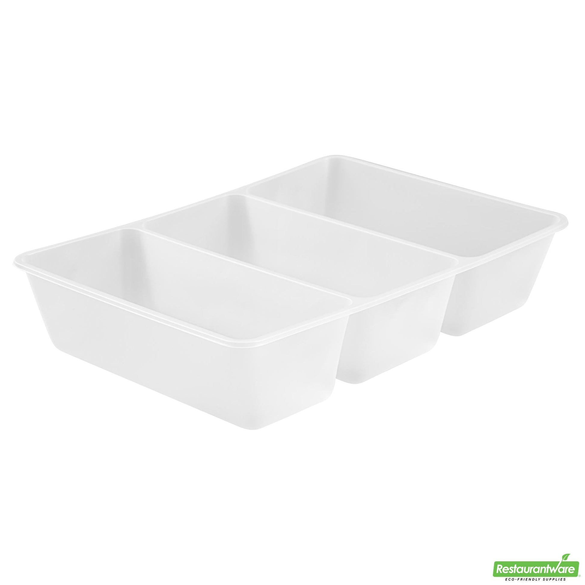 Wholesale Restaurantware 40 Oz White Plastic 3-Compartment Insert Tray - 8" X 6" X 1.8"- Bulk