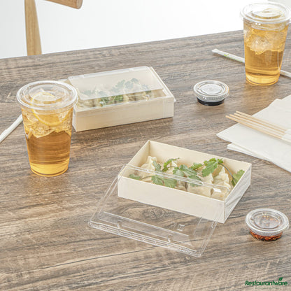 Wholesale Restaurantware Rectangle Clear Plastic Lid - Fits 25 Oz Bento Box - 6.9" X 4.5" X 0.5"- Bulk