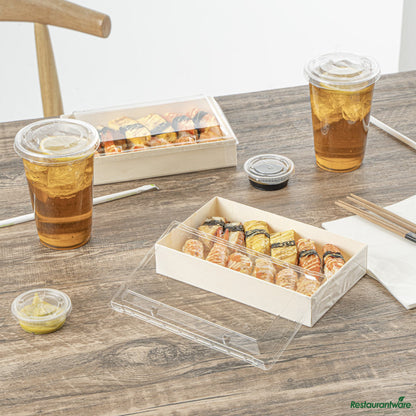 Wholesale Restaurantware Rectangle Clear Plastic Lid - Fits 31 Oz Bento Box - 8" X 4.8" X 0.5"- Bulk