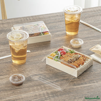 Wholesale Restaurantware Rectangle Clear Plastic Lid - Fits 24 Oz Bento Box - 6.5" X 4.7" X 0.5"- Bulk