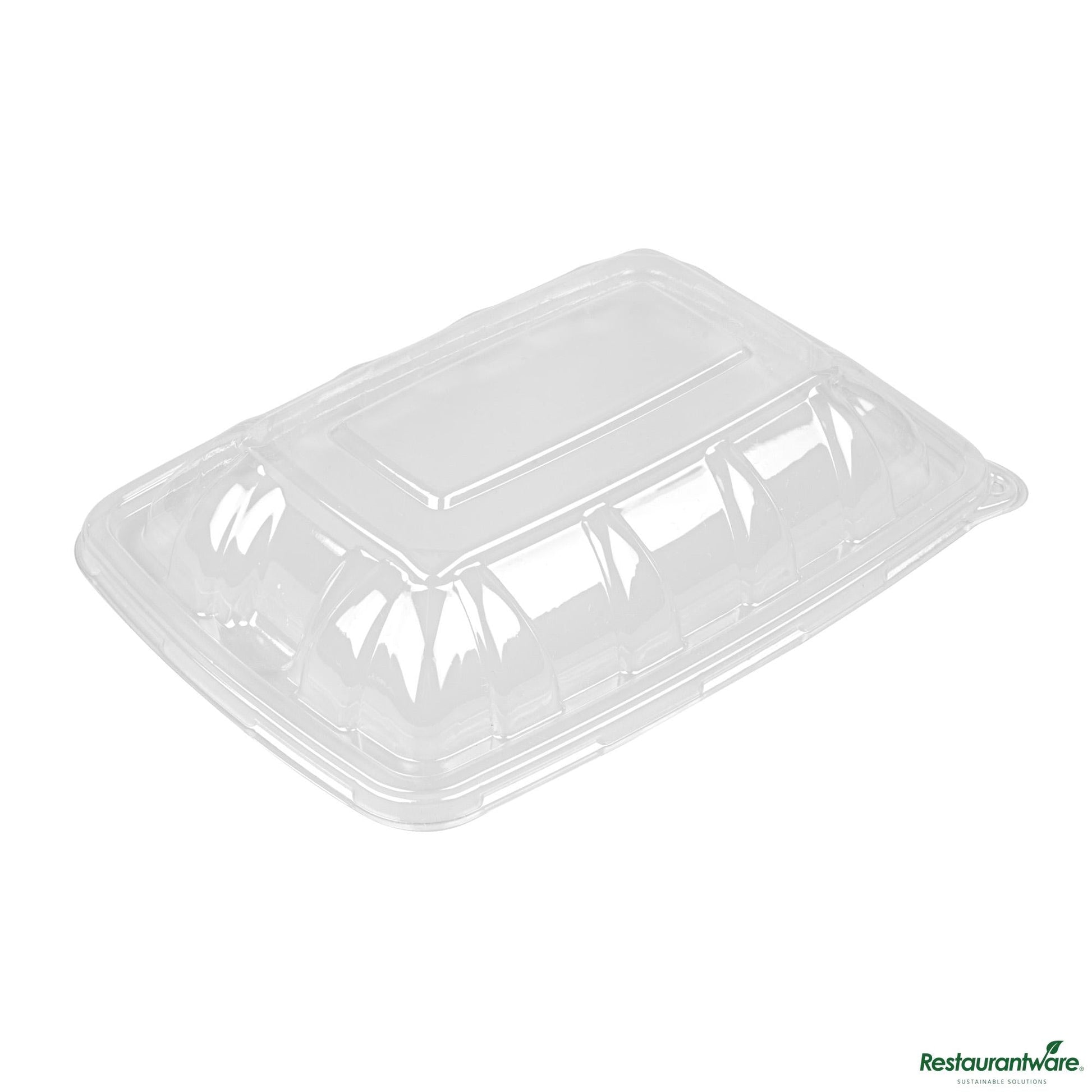 Wholesale Restaurantware Clear Plastic Dome Lid - Fits 3-Divider Taco Holder Tray - 9.3" X 6.7" X 1.8"- Bulk