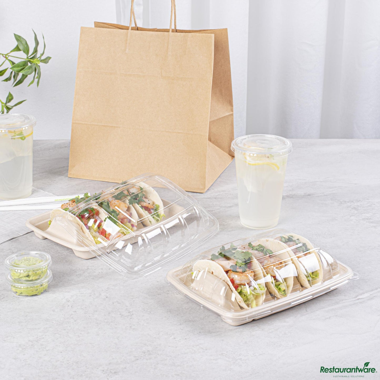 Wholesale Restaurantware Clear Plastic Dome Lid - Fits 3-Divider Taco Holder Tray - 9.3" X 6.7" X 1.8"- Bulk