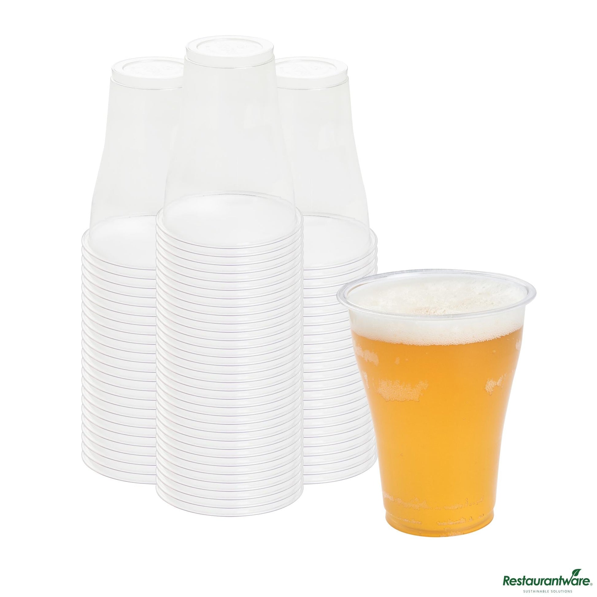 Wholesale Restaurantware 14 Oz Clear Pla Plastic Beer Glass - Compostable - 3.7" X 3.7" X 4.6"- Bulk