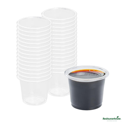 Wholesale Restaurantware 1 Oz Clear Pla Plastic Portion Cup - Compostable - 1.8" X 1.8" X 1.4"- Bulk