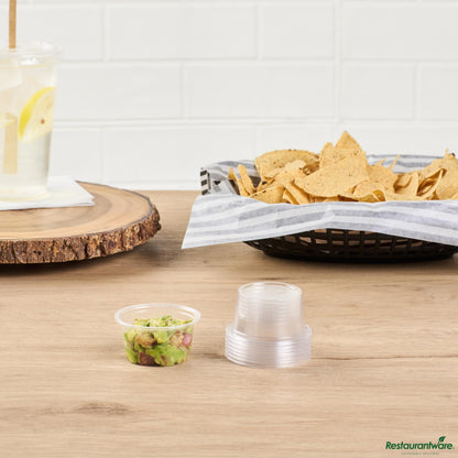 Wholesale Restaurantware 1.5 Oz Clear Pla Plastic Portion Cup - Compostable - 2.4" X 2.4" X 1.1"- Bulk