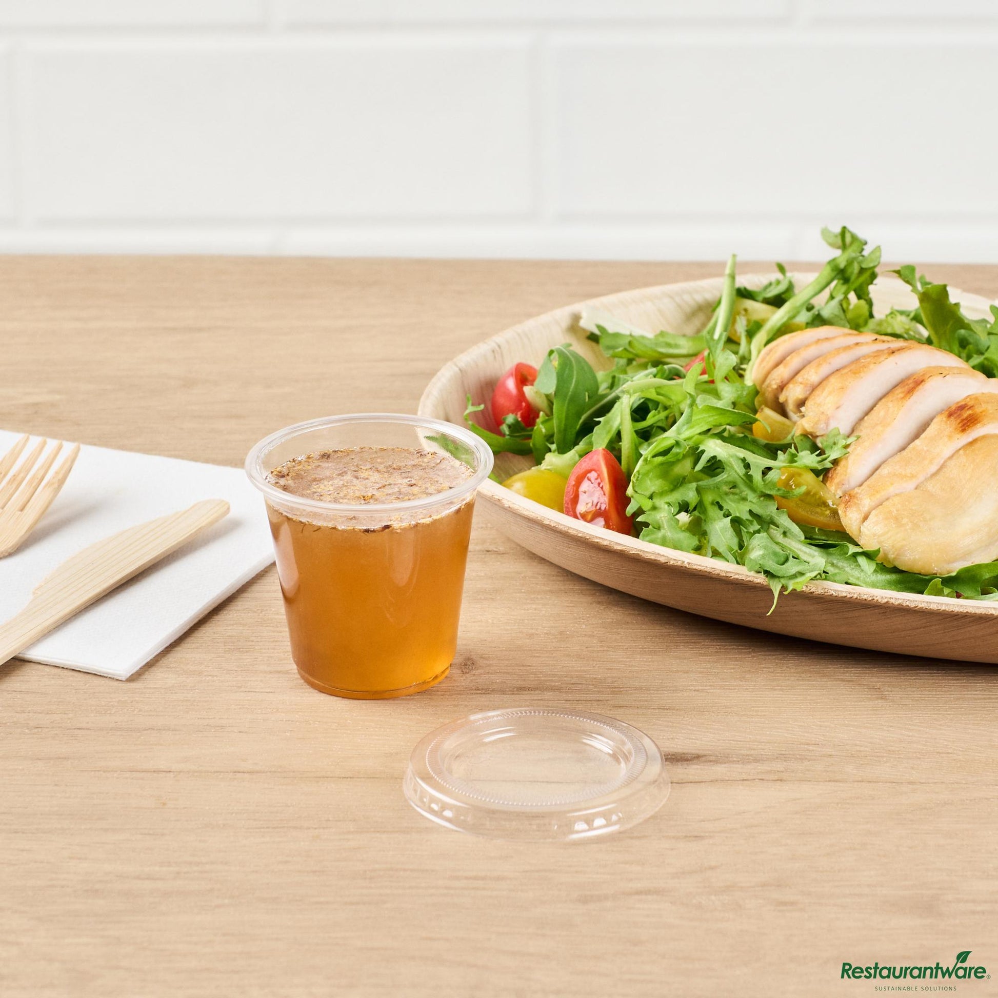 Wholesale Restaurantware Clear Pla Plastic Lid - Fits 2 / 3 Oz Portion Cup, Compostable - 2.6" X 2.6" X 0.4"- Bulk