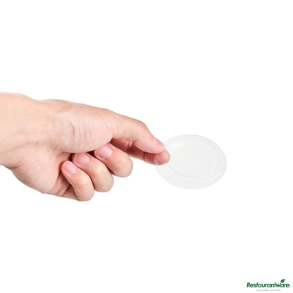 Wholesale Restaurantware Clear Pla Plastic Lid - Fits 2 / 3 Oz Portion Cup, Compostable - 2.6" X 2.6" X 0.4"- Bulk