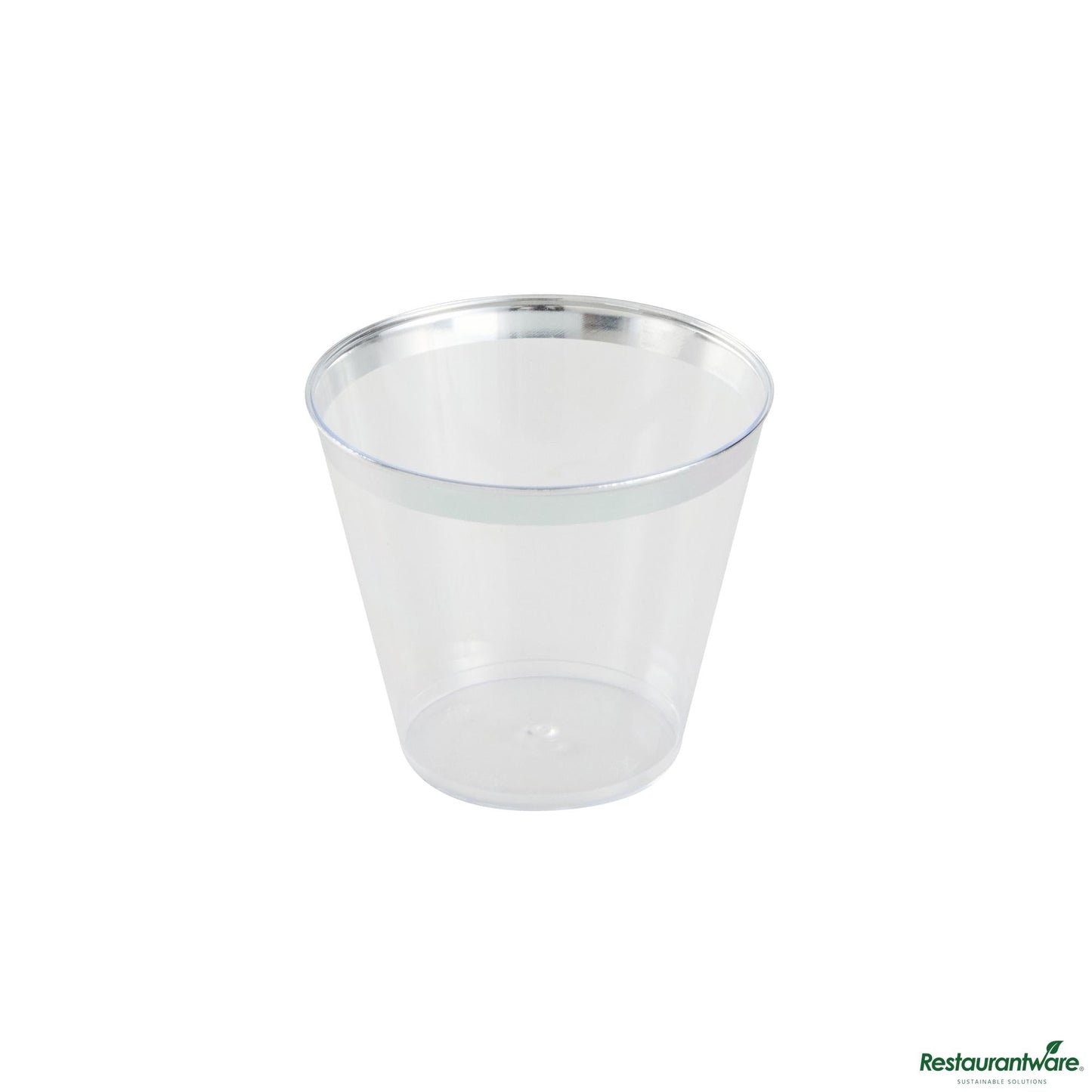 Wholesale Restaurantware 5 Oz Clear Plastic Tumbler - with Silver Rim - 2.8" X 2.8" X 2.3"- Bulk