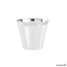 Wholesale Restaurantware 5 Oz Clear Plastic Tumbler - with Silver Rim - 2.8" X 2.8" X 2.3"- Bulk