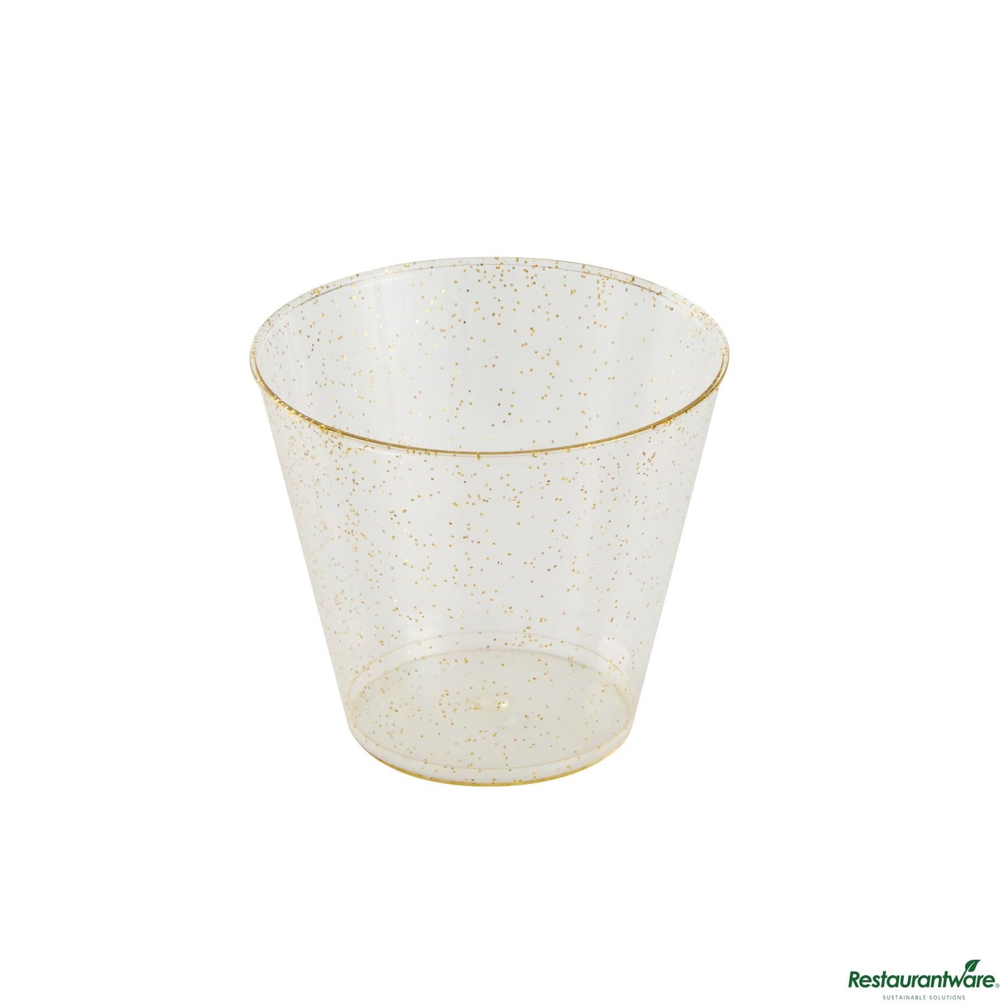 Wholesale Restaurantware 5 Oz Gold Glitter Plastic Tumbler - 2.8" X 2.8" X 2.3"- Bulk
