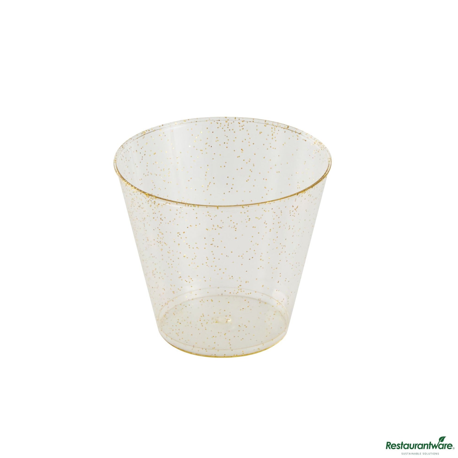 Wholesale Restaurantware 5 Oz Gold Glitter Plastic Tumbler - 2.8" X 2.8" X 2.3"- Bulk