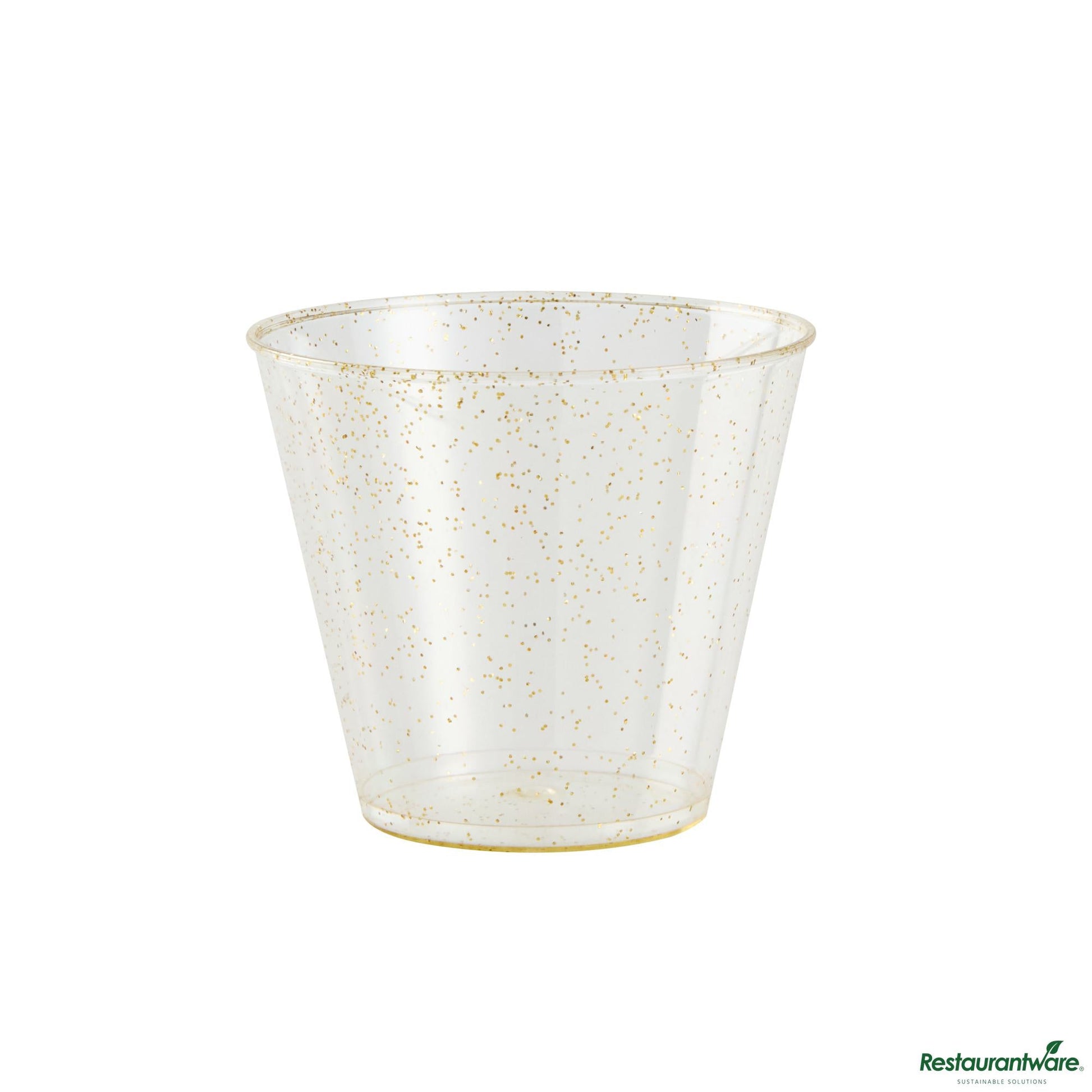 Wholesale Restaurantware 5 Oz Gold Glitter Plastic Tumbler - 2.8" X 2.8" X 2.3"- Bulk