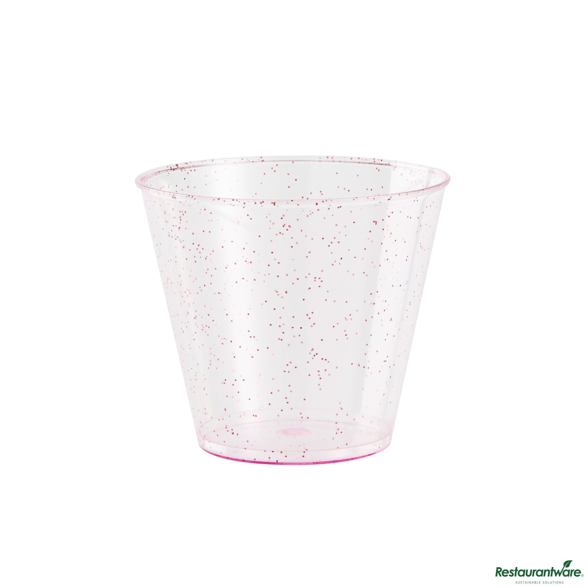 Wholesale Restaurantware 5 Oz Pink Glitter Plastic Tumbler - 2.8" X 2.8" X 2.3"- Bulk