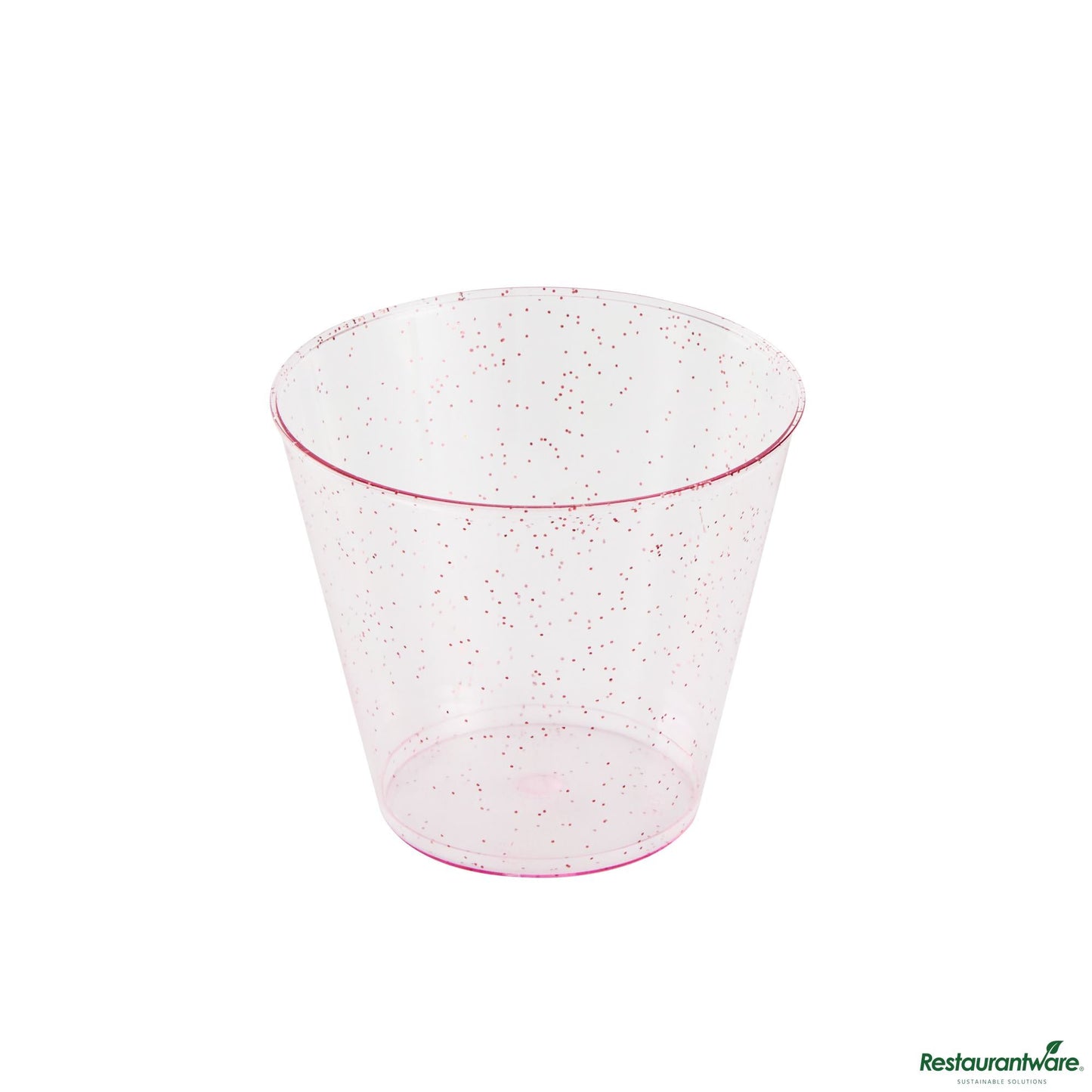 Wholesale Restaurantware 5 Oz Pink Glitter Plastic Tumbler - 2.8" X 2.8" X 2.3"- Bulk