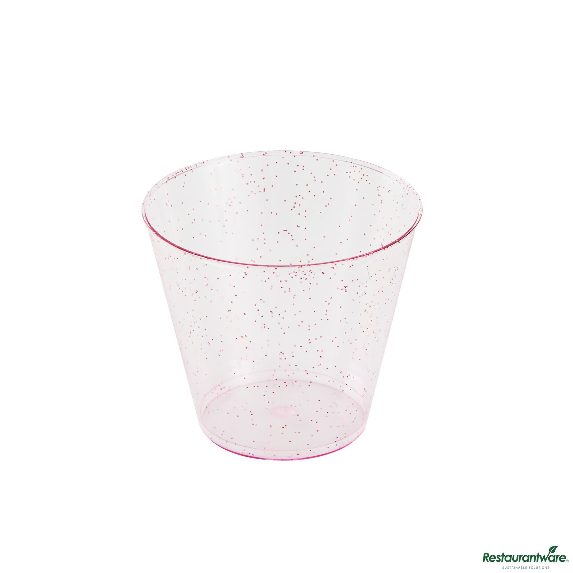 Wholesale Restaurantware 5 Oz Pink Glitter Plastic Tumbler - 2.8" X 2.8" X 2.3"- Bulk