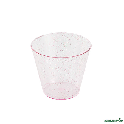 Wholesale Restaurantware 5 Oz Pink Glitter Plastic Tumbler - 2.8" X 2.8" X 2.3"- Bulk