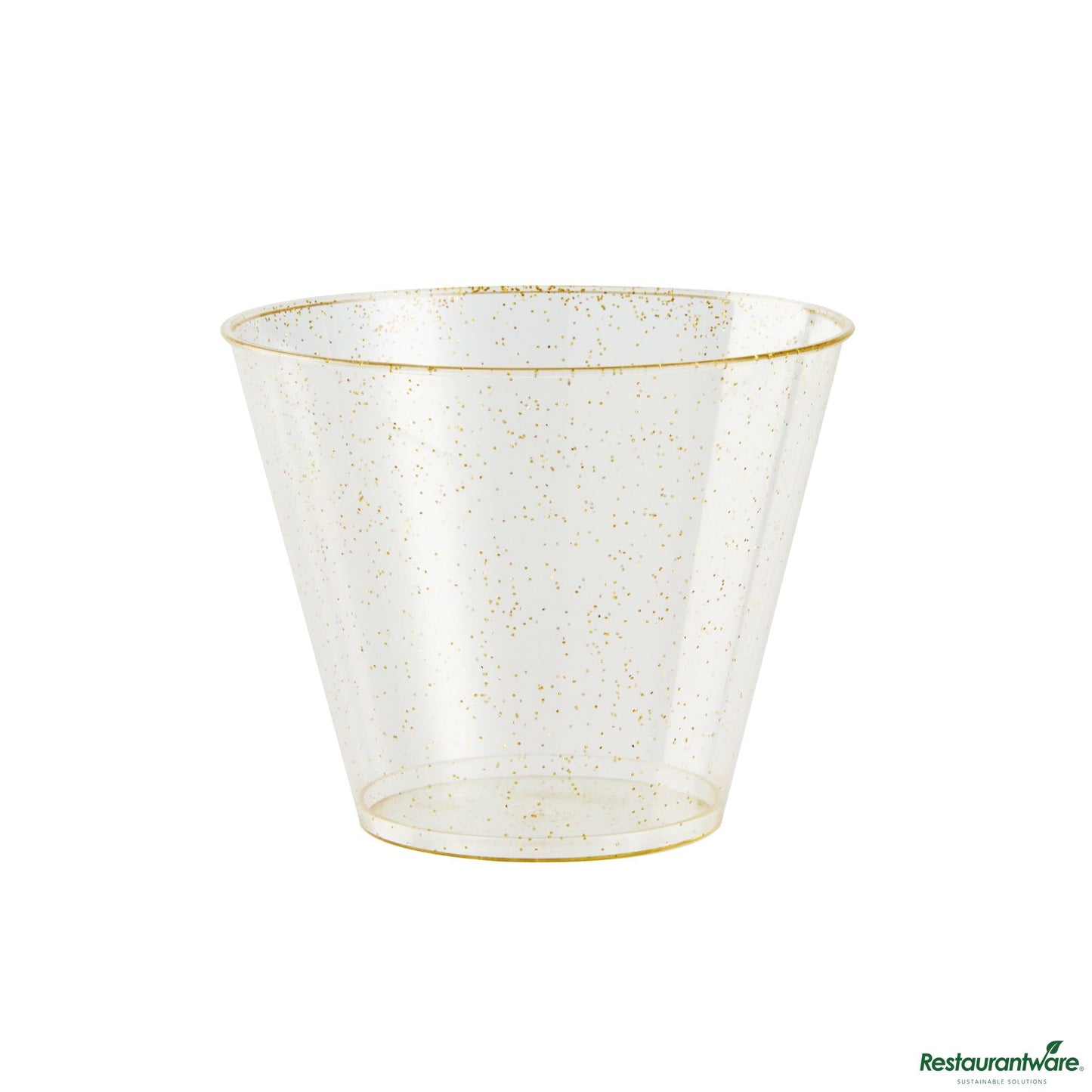 Wholesale Restaurantware 9 Oz Gold Glitter Plastic Tumbler - 3.5" X 3.5" X 2.8"- Bulk