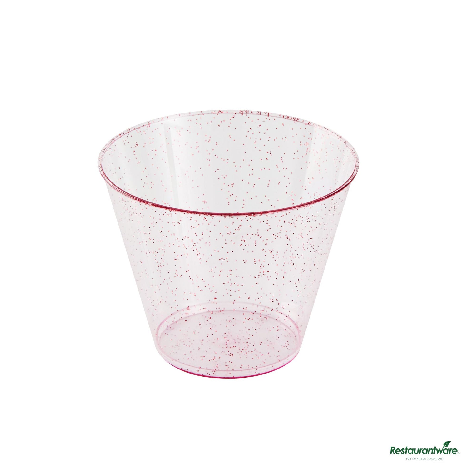 Wholesale Restaurantware 9 Oz Pink Glitter Plastic Tumbler - 3.5" X 3.5" X 2.8"- Bulk
