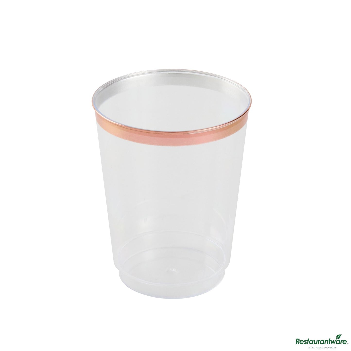 Wholesale Restaurantware 10 Oz Clear Plastic Tumbler - with Rose Gold Rim - 3" X 3" X 3.8"- Bulk