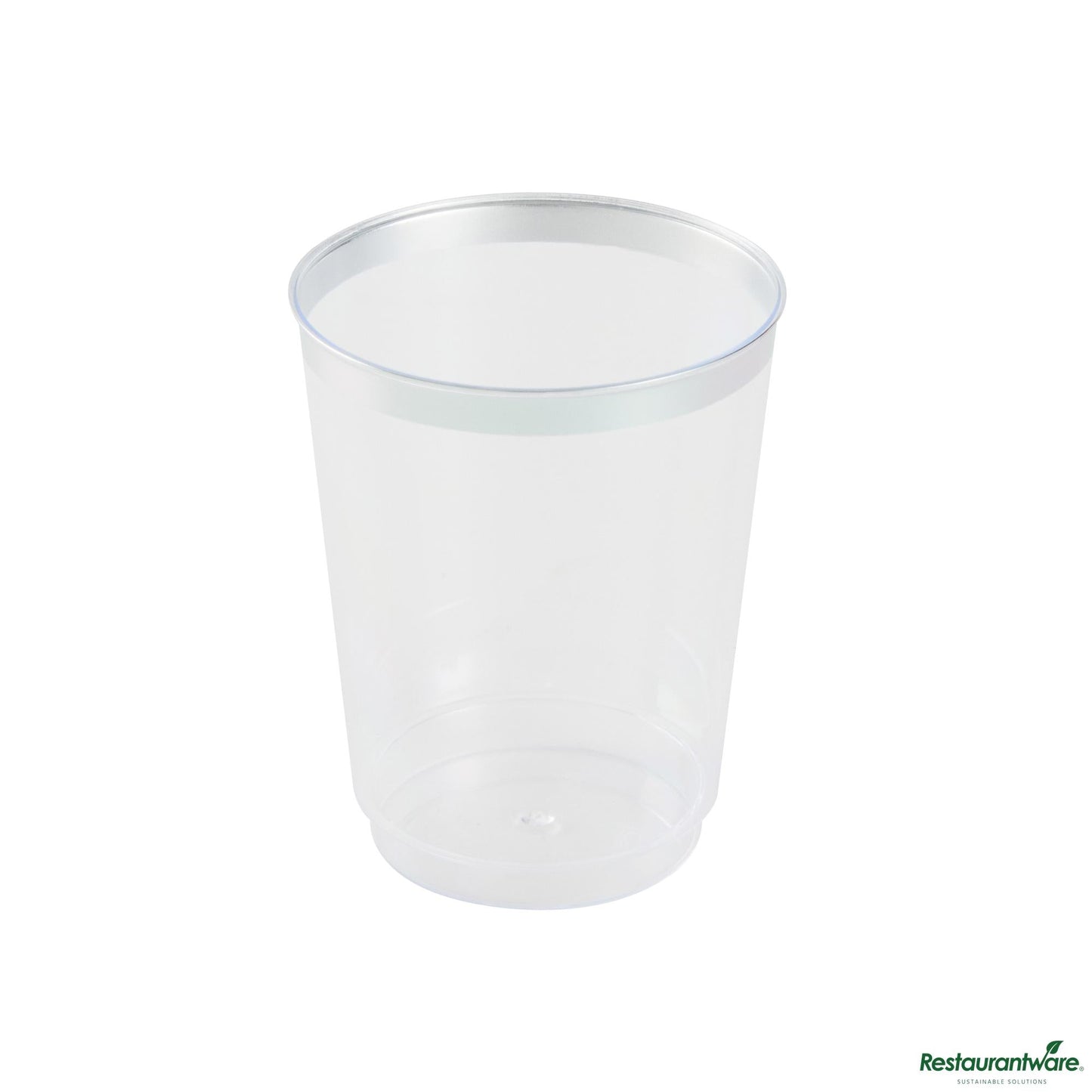 Wholesale Restaurantware 10 Oz Clear Plastic Tumbler - with Silver Rim - 3" X 3" X 3.8"- Bulk