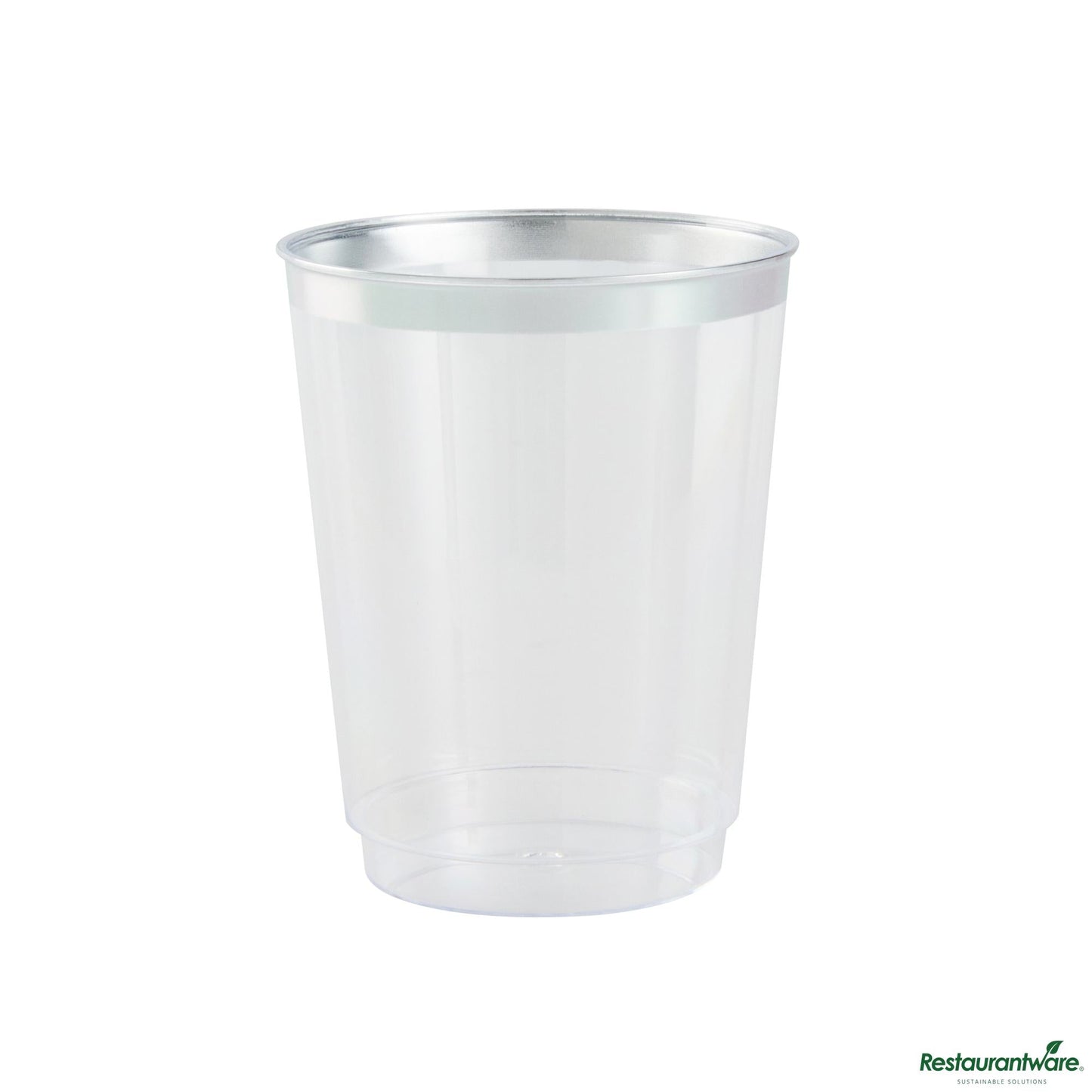 Wholesale Restaurantware 10 Oz Clear Plastic Tumbler - with Silver Rim - 3" X 3" X 3.8"- Bulk