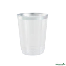 Wholesale Restaurantware 10 Oz Clear Plastic Tumbler - with Silver Rim - 3" X 3" X 3.8"- Bulk