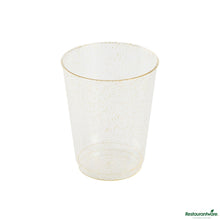 Wholesale Restaurantware 10 Oz Gold Glitter Plastic Tumbler - 3" X 3" X 3.8"- Bulk