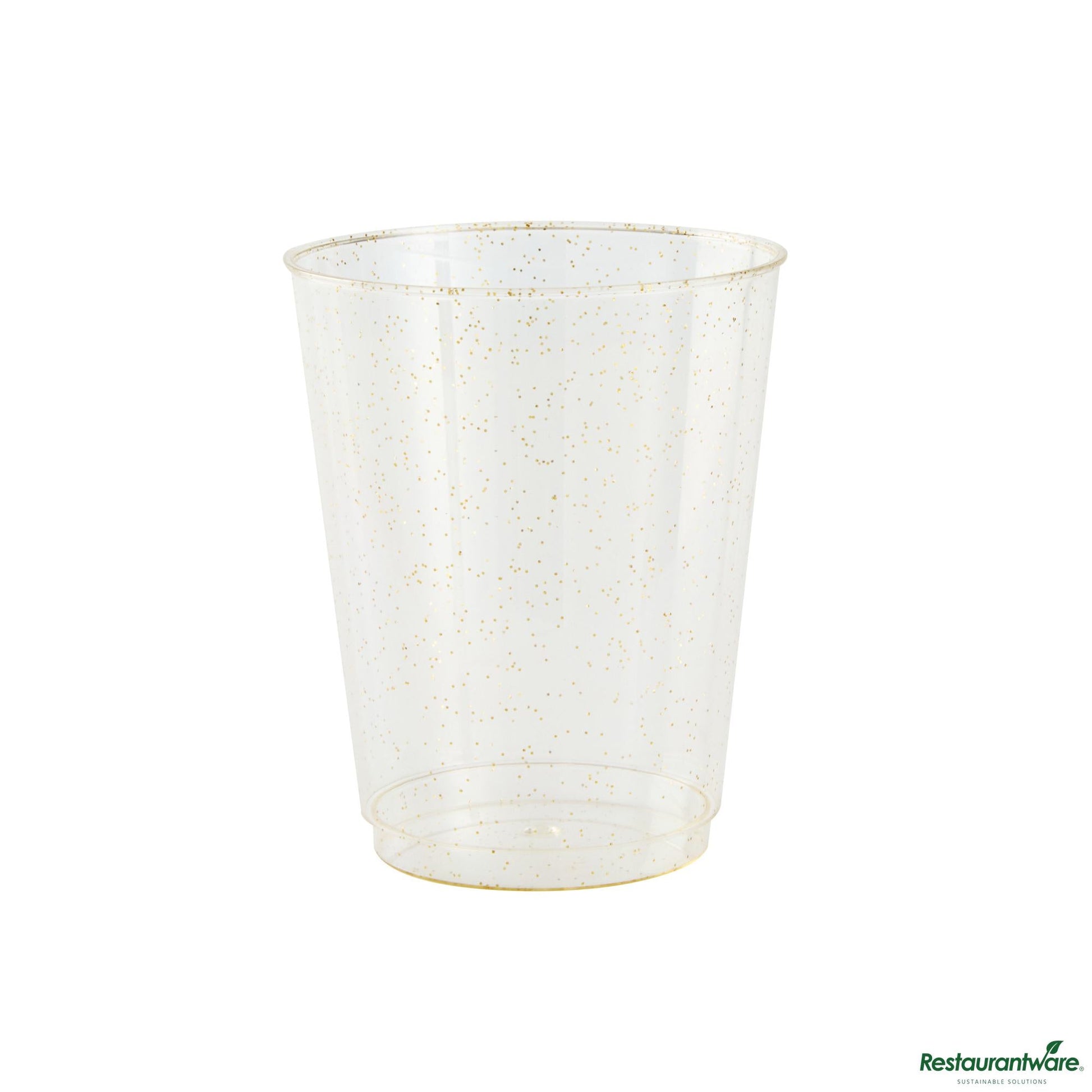 Wholesale Restaurantware 10 Oz Gold Glitter Plastic Tumbler - 3" X 3" X 3.8"- Bulk