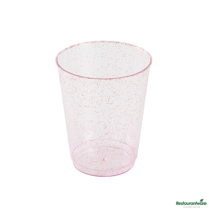 Wholesale Restaurantware 10 Oz Pink Glitter Plastic Tumbler - 3" X 3" X 3.8"- Bulk