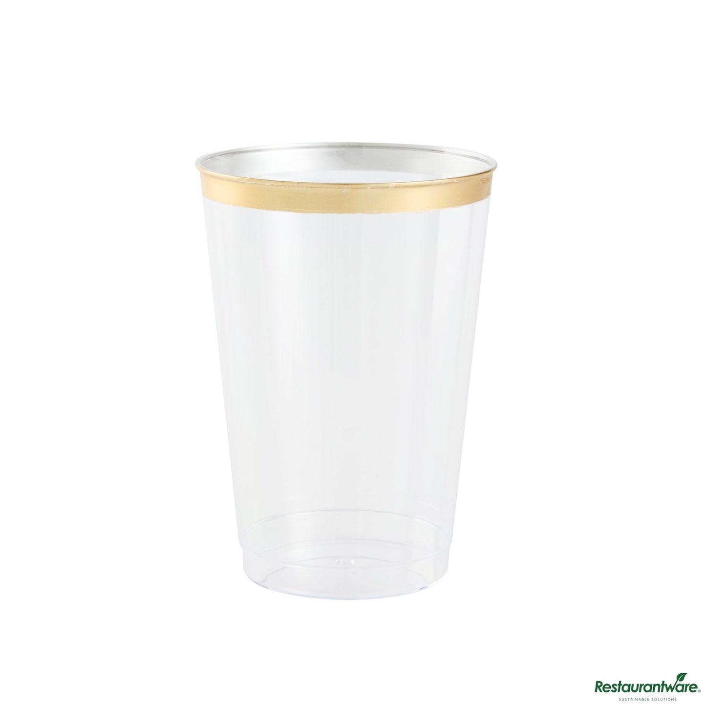 Wholesale Restaurantware 12 Oz Clear Plastic Tumbler - with Gold Rim - 3" X 3" X 4.3"- Bulk