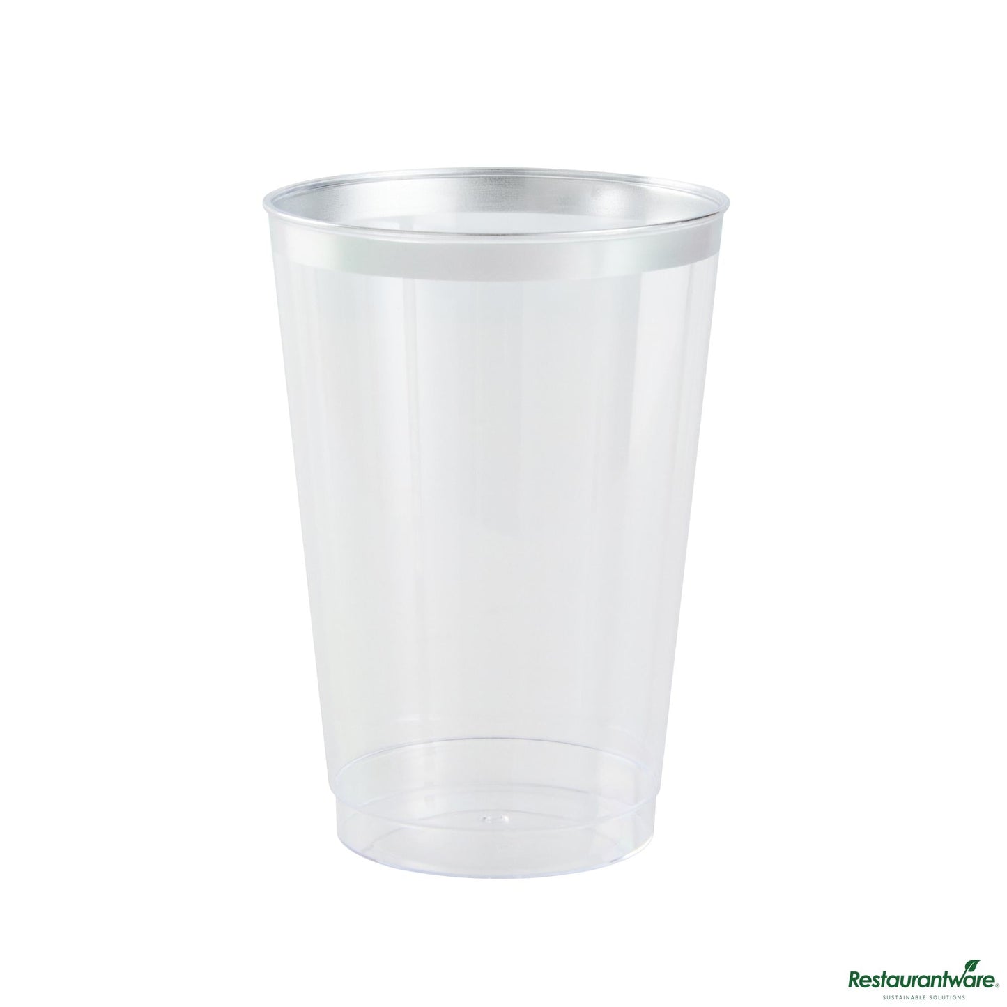 Wholesale Restaurantware 12 Oz Clear Plastic Tumbler - with Silver Rim - 3" X 3" X 4.3"- Bulk