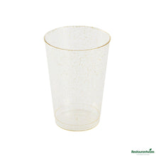 Wholesale Restaurantware 12 Oz Gold Glitter Plastic Tumbler - 3" X 3" X 4.3"- Bulk