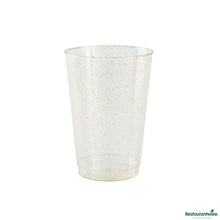 Wholesale Restaurantware 12 Oz Gold Glitter Plastic Tumbler - 3" X 3" X 4.3"- Bulk
