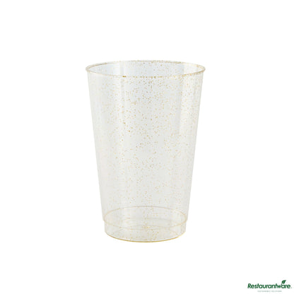 Wholesale Restaurantware 12 Oz Gold Glitter Plastic Tumbler - 3" X 3" X 4.3"- Bulk