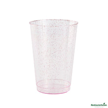 Wholesale Restaurantware 12 Oz Pink Glitter Plastic Tumbler - 3" X 3" X 4.3"- Bulk