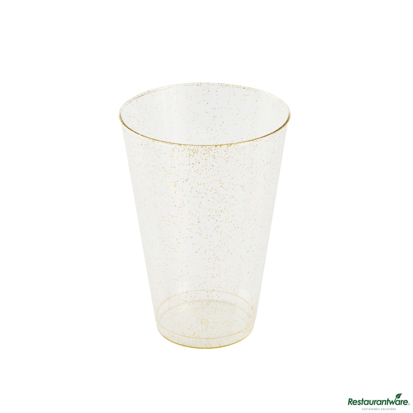 Wholesale Restaurantware 14 Oz Gold Glitter Plastic Tumbler - 3.3" X 3.3" X 4.8"- Bulk