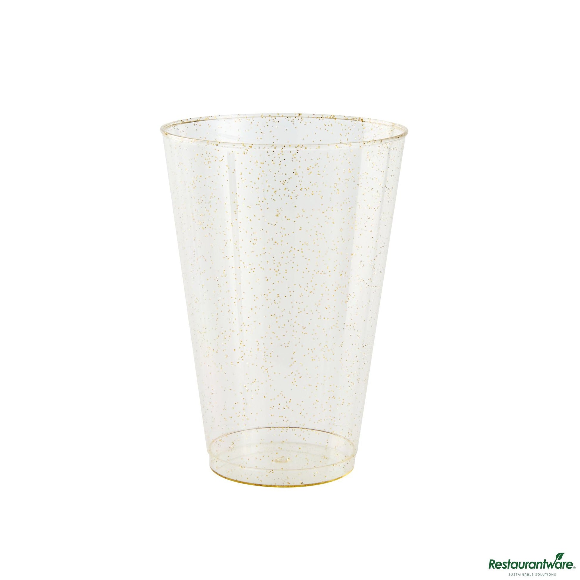 Wholesale Restaurantware 14 Oz Gold Glitter Plastic Tumbler - 3.3" X 3.3" X 4.8"- Bulk