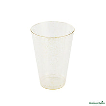 Wholesale Restaurantware 14 Oz Gold Glitter Plastic Tumbler - 3.3" X 3.3" X 4.8"- Bulk