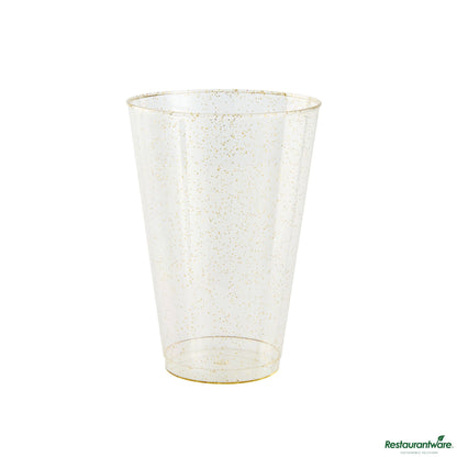 Wholesale Restaurantware 14 Oz Gold Glitter Plastic Tumbler - 3.3" X 3.3" X 4.8"- Bulk