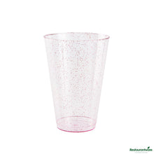 Wholesale Restaurantware 14 Oz Pink Glitter Plastic Tumbler - 3.3" X 3.3" X 4.8"- Bulk