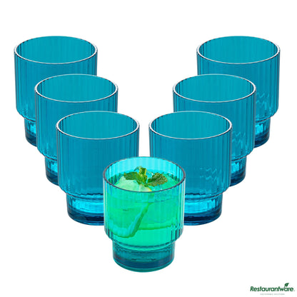 Wholesale Restaurantware 11 Oz Blue San Plastic Tumbler - Stackable - 3.2" X 3.2" X 3.7"- Bulk