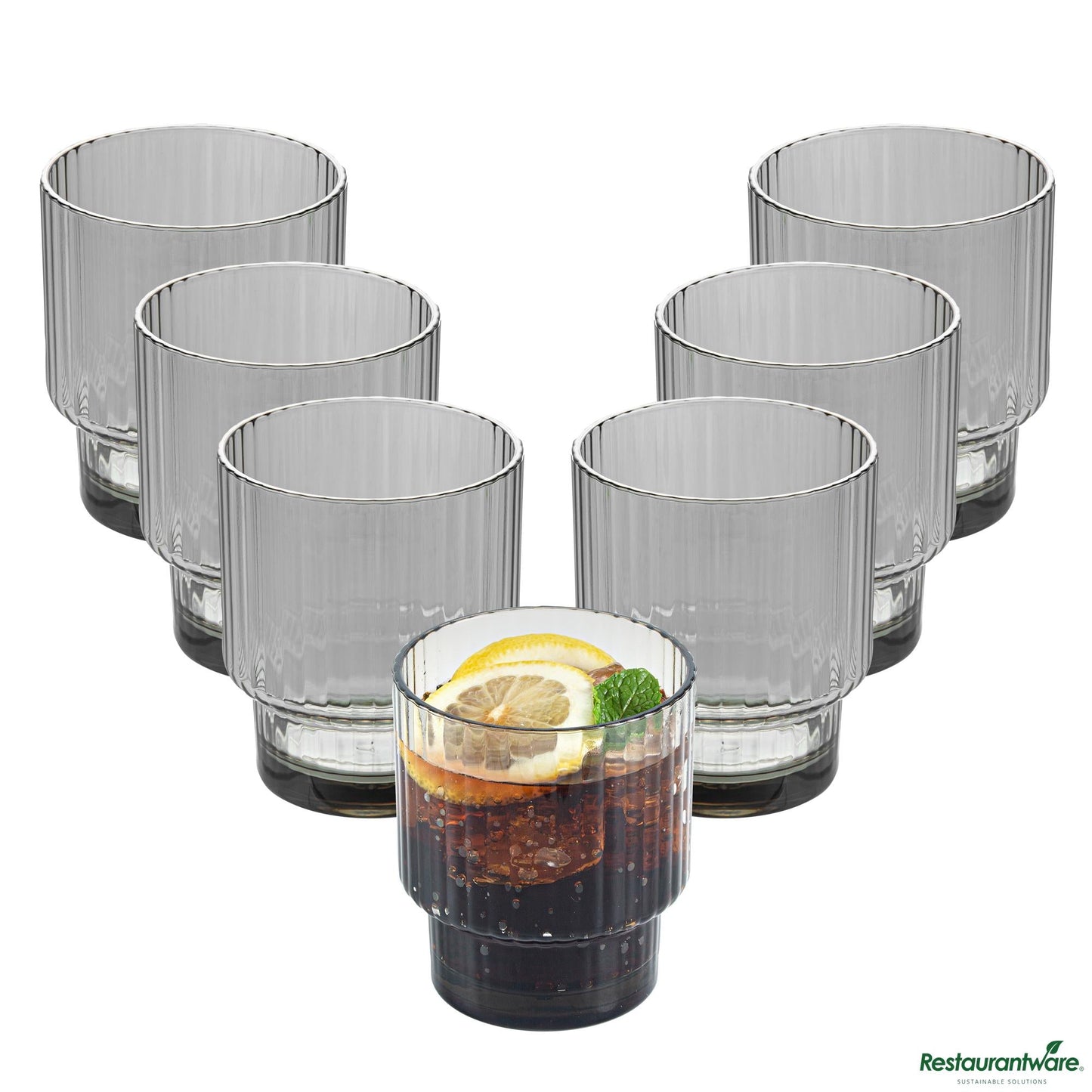 Wholesale Restaurantware 11 Oz Gray San Plastic Tumbler - Stackable - 3.2" X 3.2" X 3.7"- Bulk