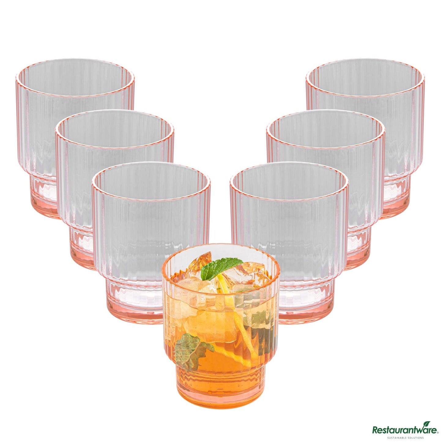 Wholesale Restaurantware 11 Oz Pink San Plastic Tumbler - Stackable - 3.2" X 3.2" X 3.7"- Bulk