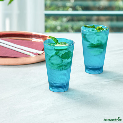 Wholesale Restaurantware 14 Oz Blue San Plastic Tumbler - 3.4" X 3.4" X 5.4"- Bulk
