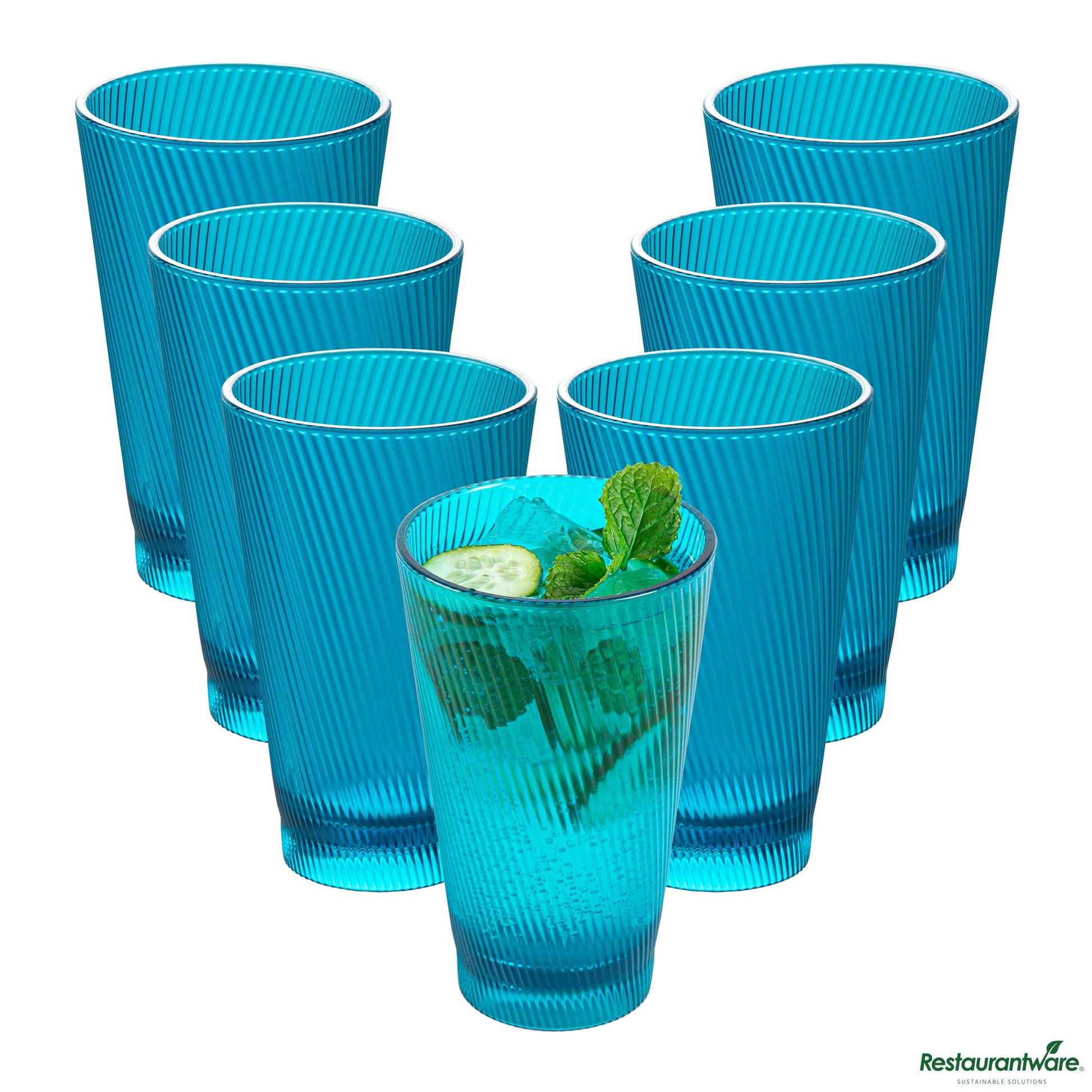 Wholesale Restaurantware 14 Oz Blue San Plastic Tumbler - 3.4" X 3.4" X 5.4"- Bulk