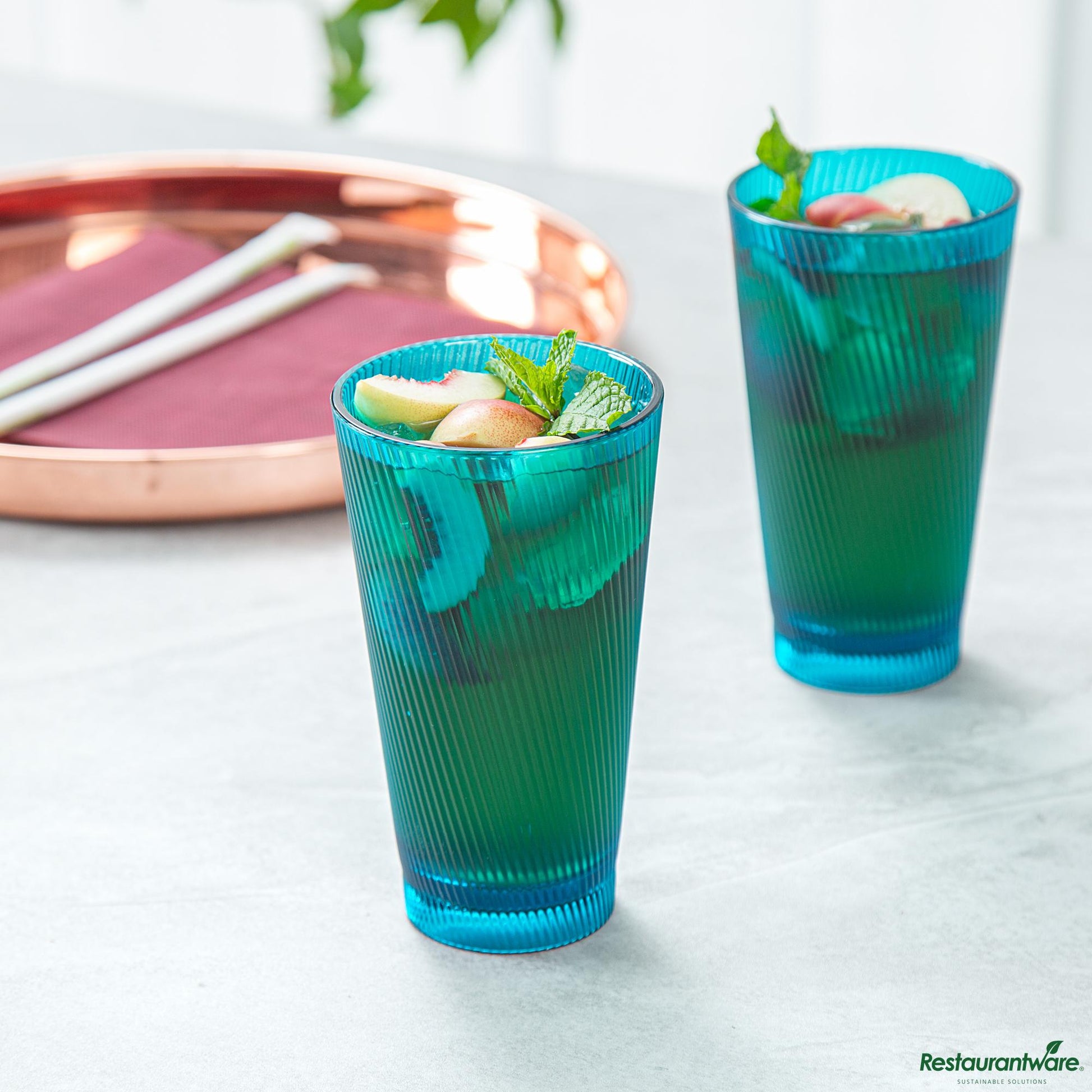 Wholesale Restaurantware 16 Oz Blue San Plastic Tumbler - 3.4" X 3.4" X 5.9"- Bulk