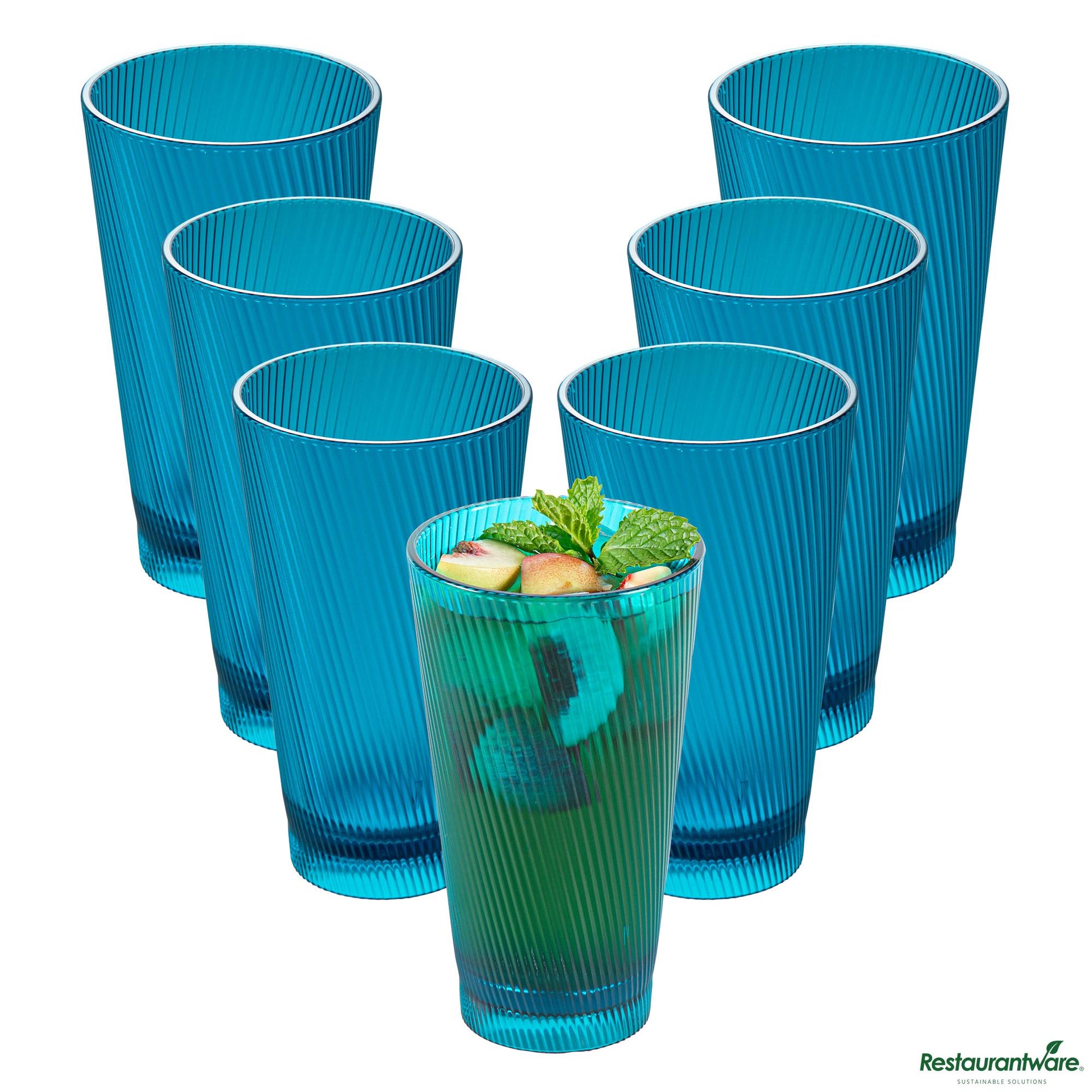 Wholesale Restaurantware 16 Oz Blue San Plastic Tumbler - 3.4" X 3.4" X 5.9"- Bulk