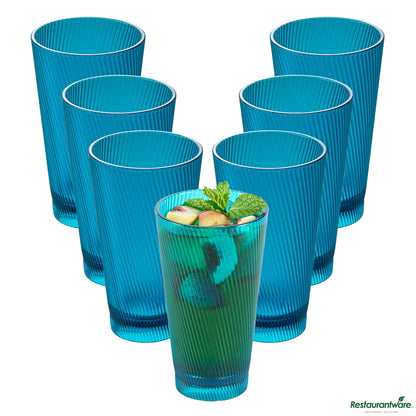 Wholesale Restaurantware 16 Oz Blue San Plastic Tumbler - 3.4" X 3.4" X 5.9"- Bulk