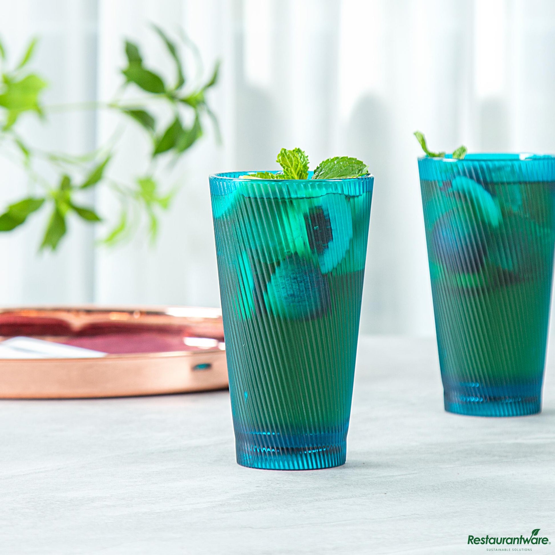 Wholesale Restaurantware 16 Oz Blue San Plastic Tumbler - 3.4" X 3.4" X 5.9"- Bulk